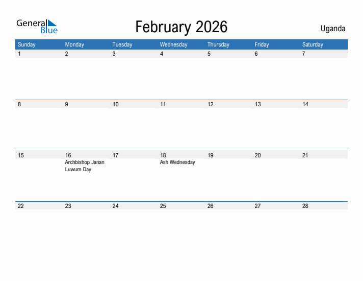 Fillable February 2026 Calendar