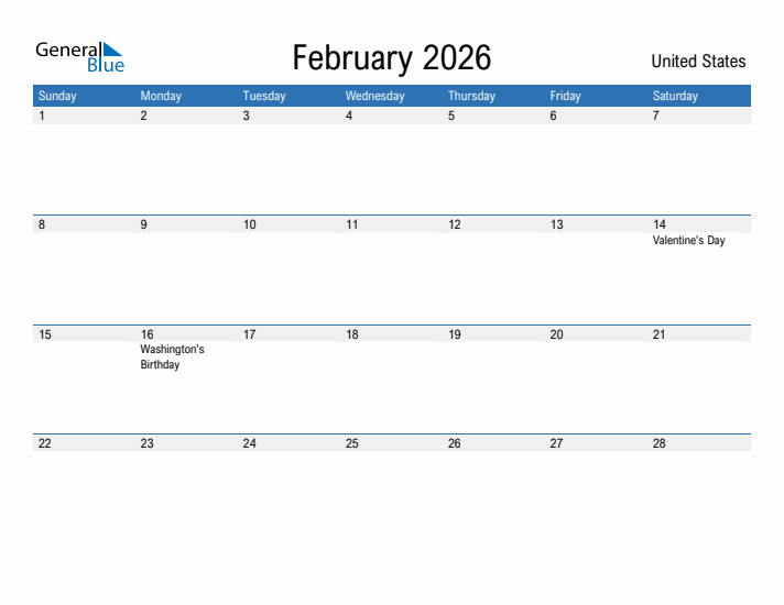 Fillable February 2026 Calendar