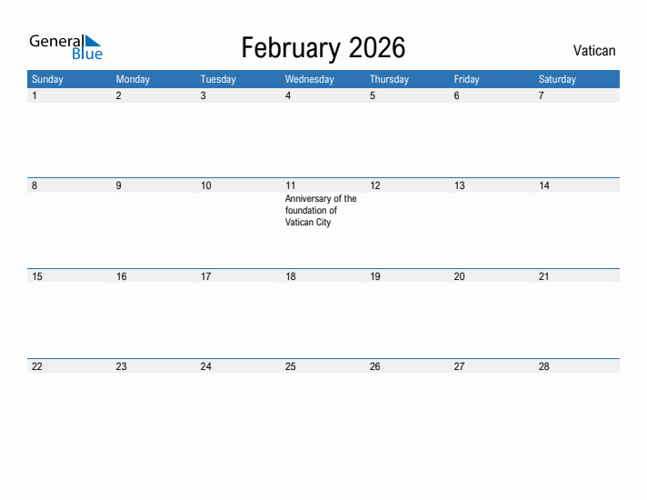 Fillable February 2026 Calendar