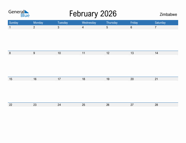 Fillable February 2026 Calendar