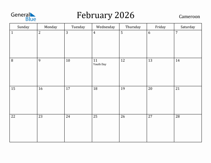 February 2026 Calendar Cameroon