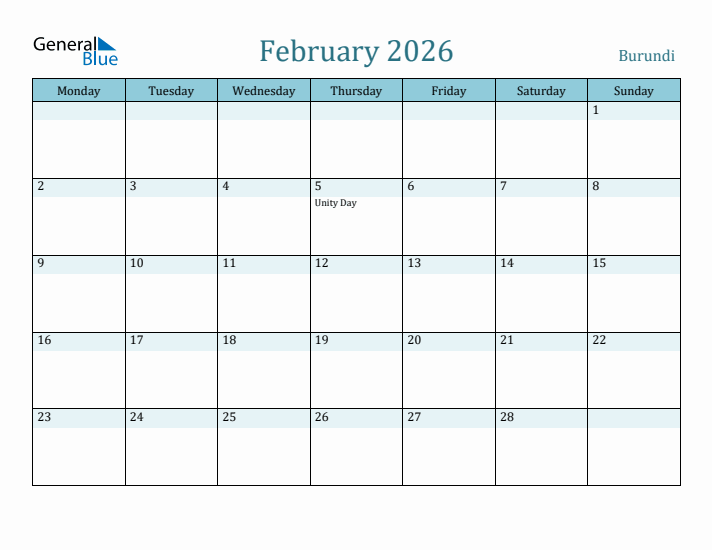 February 2026 Calendar with Holidays