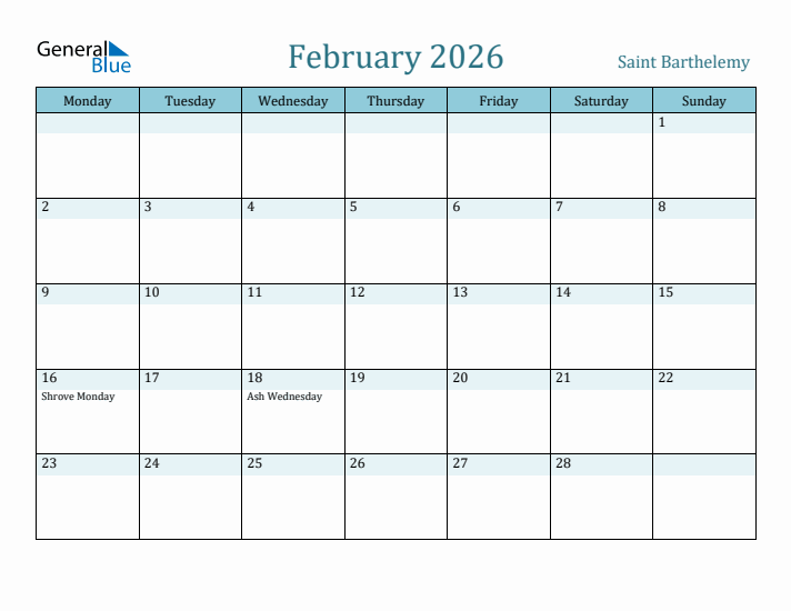 February 2026 Calendar with Holidays