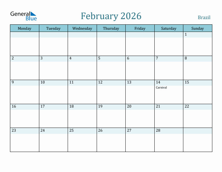 February 2026 Calendar with Holidays