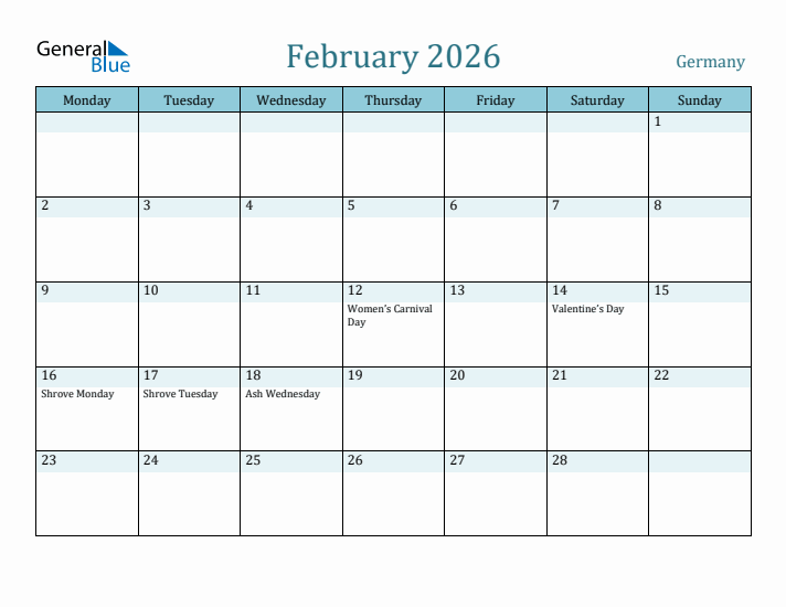 February 2026 Calendar with Holidays