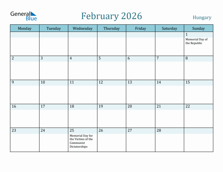 February 2026 Calendar with Holidays