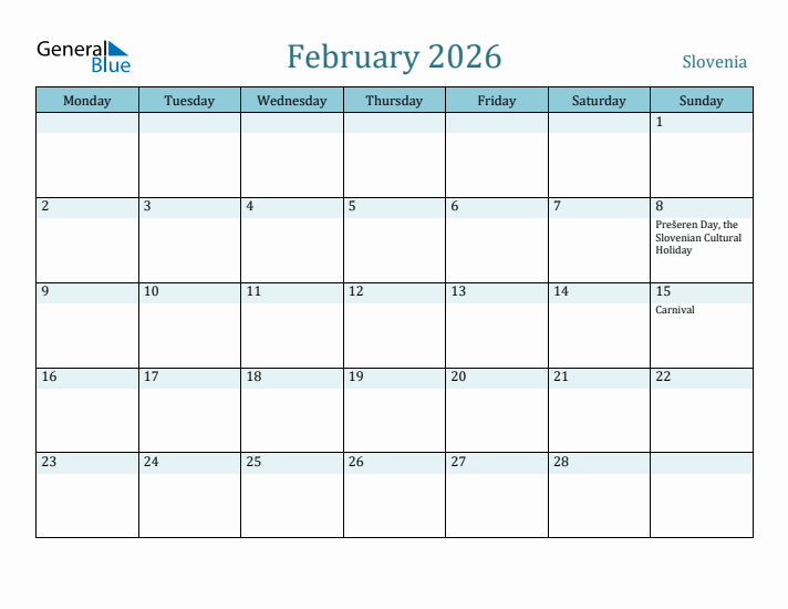 February 2026 Calendar with Holidays