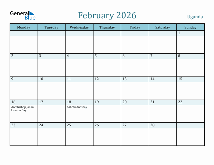 February 2026 Calendar with Holidays