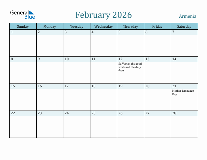 February 2026 Calendar with Holidays