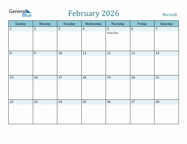 February 2026 Calendar with Holidays