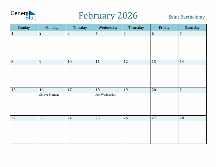 February 2026 Calendar with Holidays