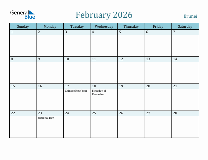 February 2026 Calendar with Holidays