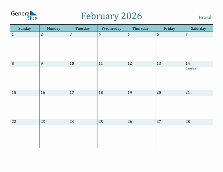 February 2026 Calendar with Holidays