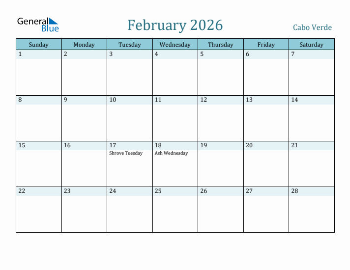 February 2026 Calendar with Holidays