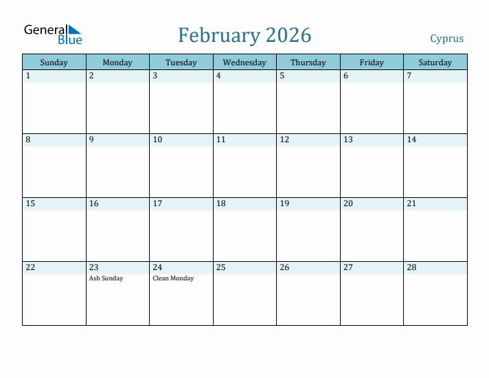 February 2026 Calendar with Holidays