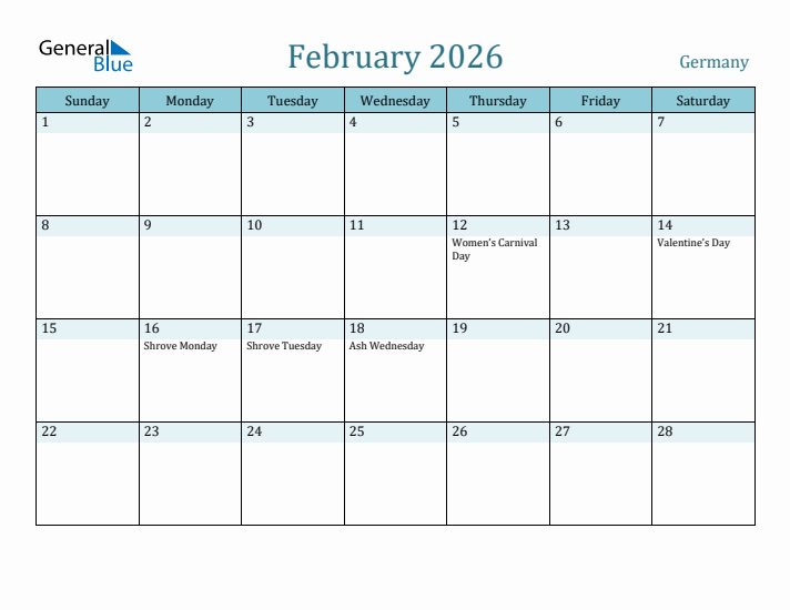 February 2026 Calendar with Holidays