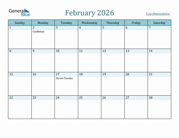 February 2026 Calendar with Holidays