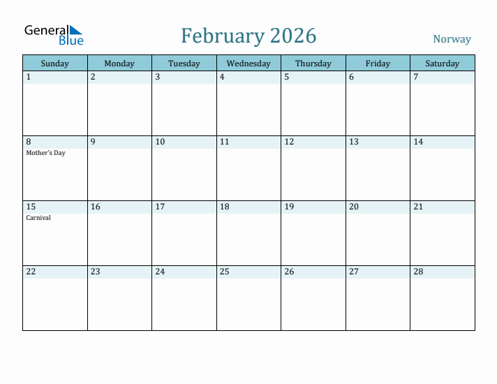 February 2026 Calendar with Holidays