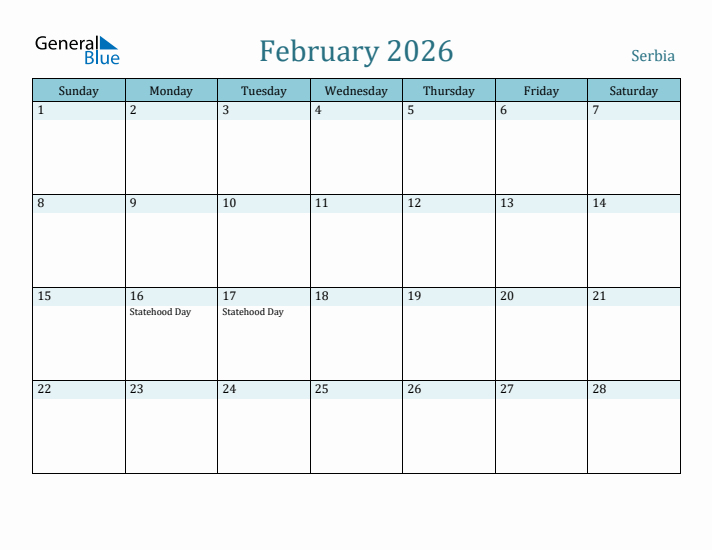 February 2026 Calendar with Holidays