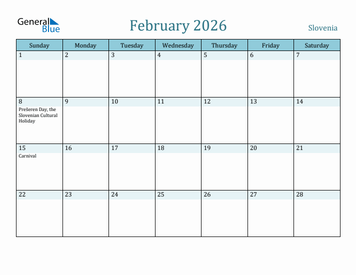 February 2026 Calendar with Holidays