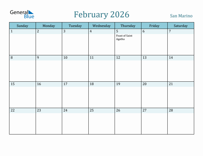 February 2026 Calendar with Holidays