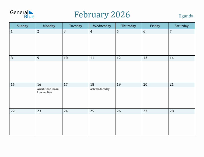 February 2026 Calendar with Holidays