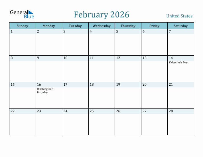 February 2026 Calendar with Holidays