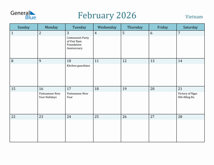 February 2026 Calendar with Holidays