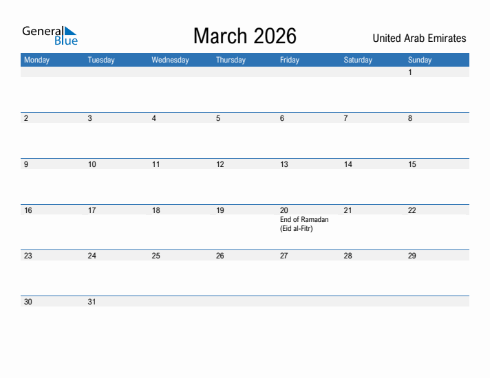 Fillable March 2026 Calendar