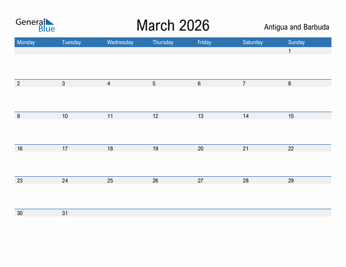 Fillable March 2026 Calendar