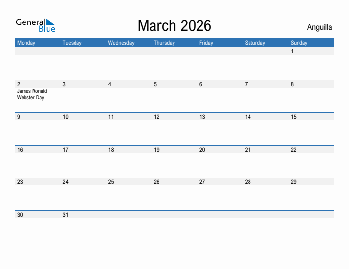 Fillable March 2026 Calendar