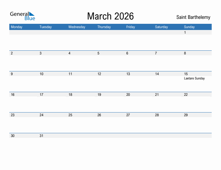 Fillable March 2026 Calendar