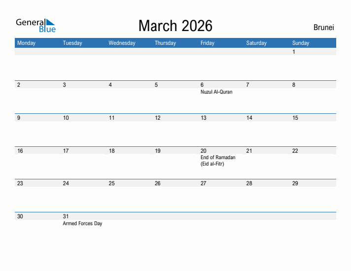 Fillable March 2026 Calendar