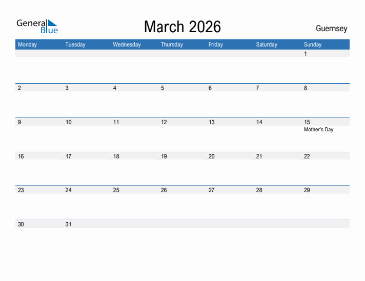 Fillable March 2026 Calendar