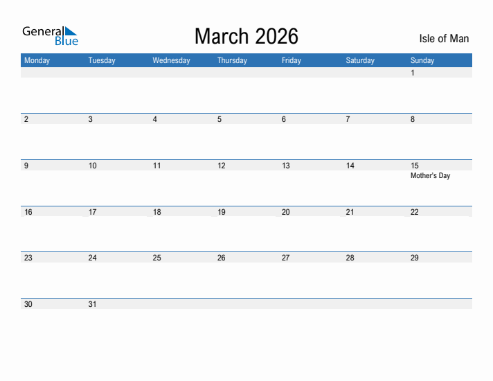 Fillable March 2026 Calendar