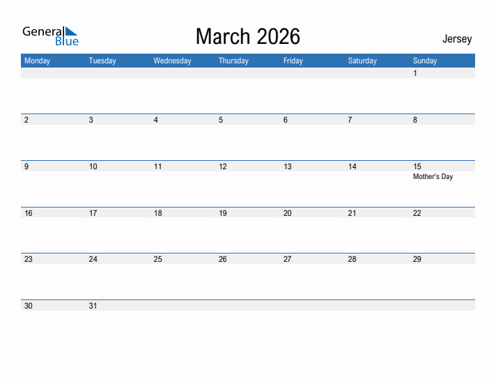 Fillable March 2026 Calendar