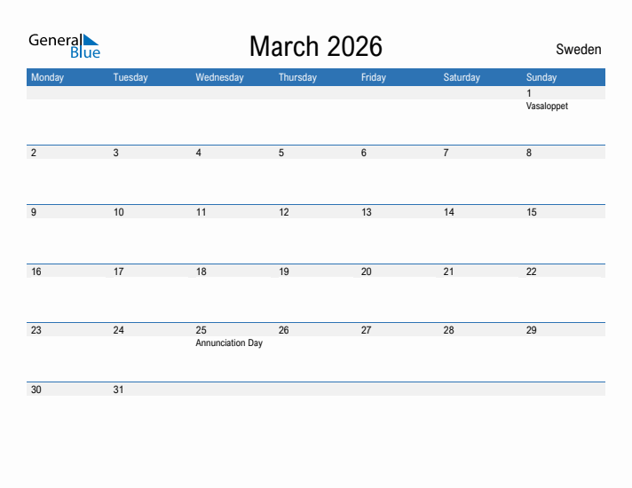 Fillable March 2026 Calendar