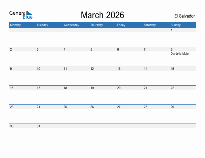 Fillable March 2026 Calendar