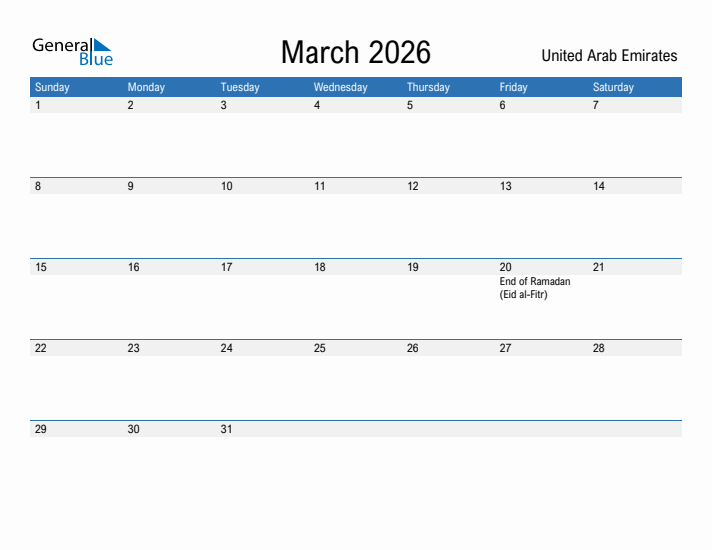 Fillable March 2026 Calendar