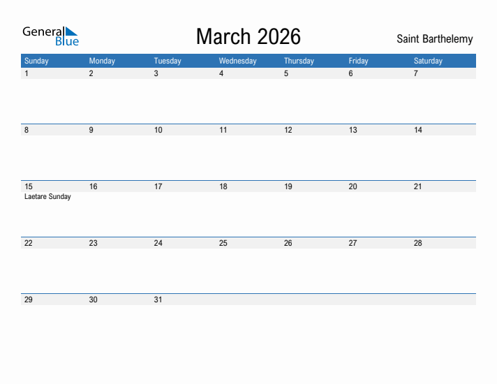 Fillable March 2026 Calendar