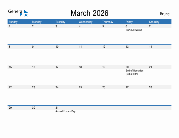 Fillable March 2026 Calendar