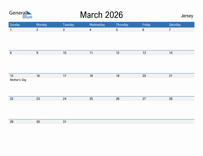 Fillable March 2026 Calendar