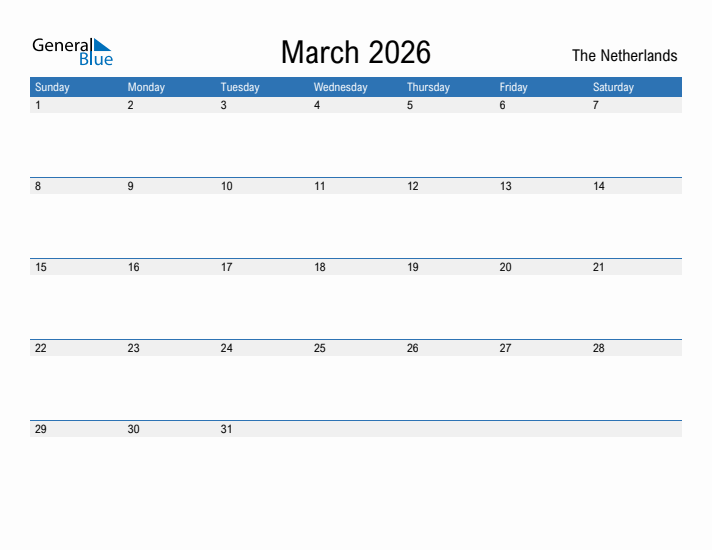 Fillable March 2026 Calendar