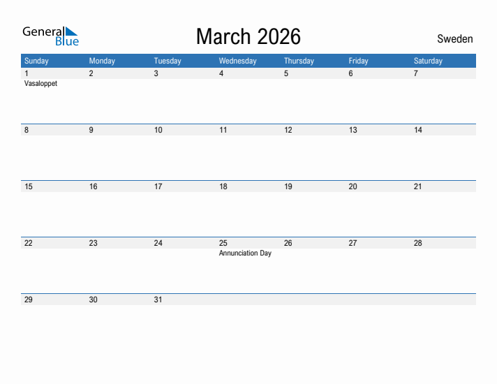 Fillable March 2026 Calendar