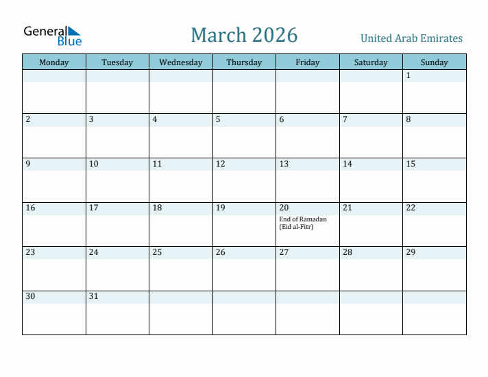 March 2026 Calendar with Holidays