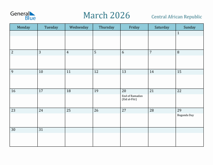 March 2026 Calendar with Holidays