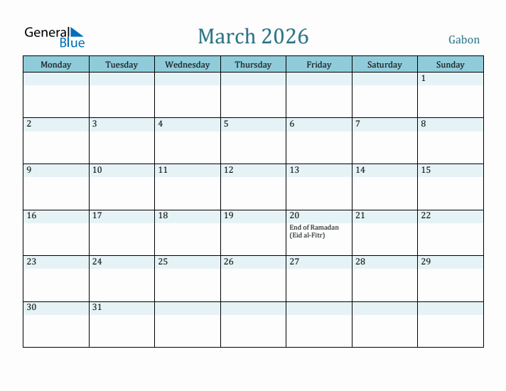 March 2026 Calendar with Holidays