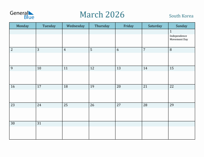 March 2026 Calendar with Holidays