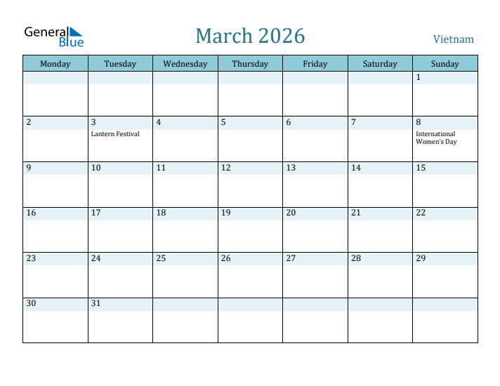 March 2026 Calendar with Holidays