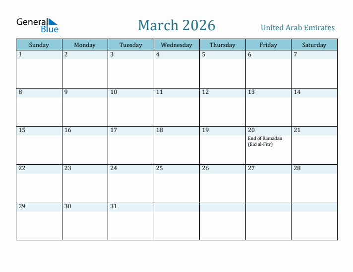 March 2026 Calendar with Holidays